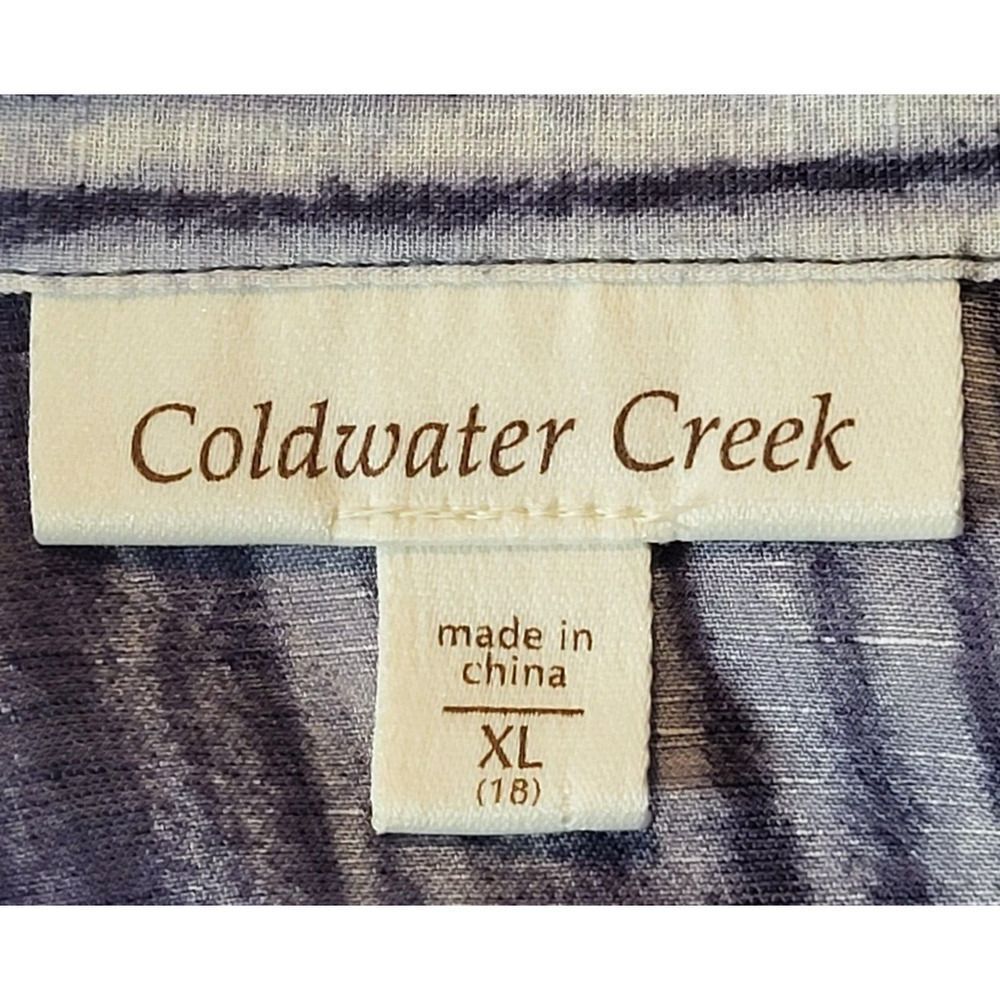 Coldwater Creek X-Large Blue and White Semi-Sheer Linen Tunic or Beach Coverup - Picture 4 of 12